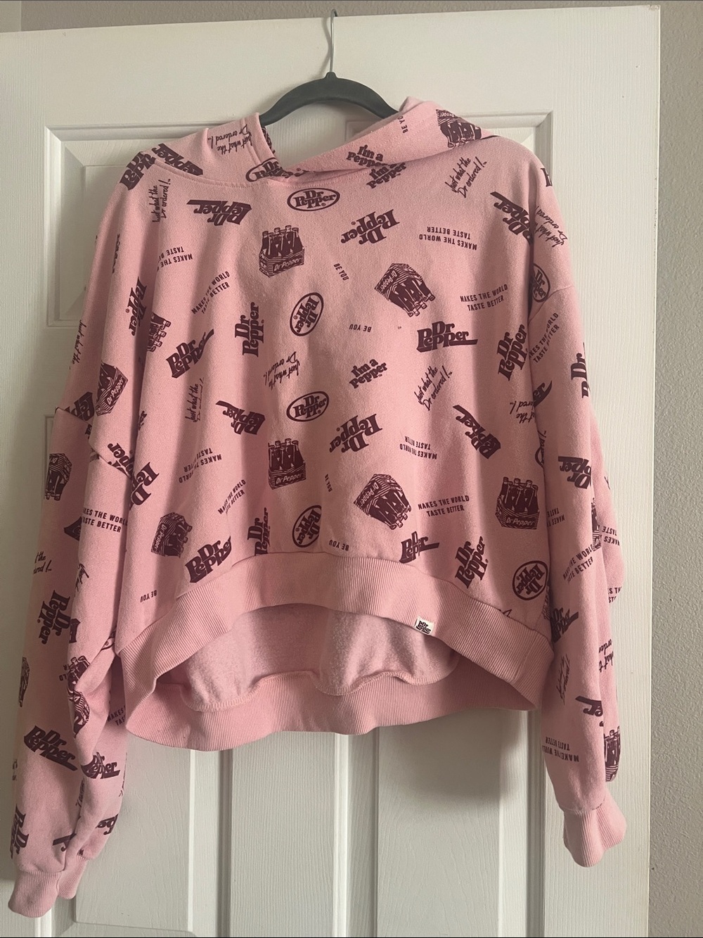 Dr. Pepper fleece hoodie size XL. Very cute pink/burgundy sweatshirt.